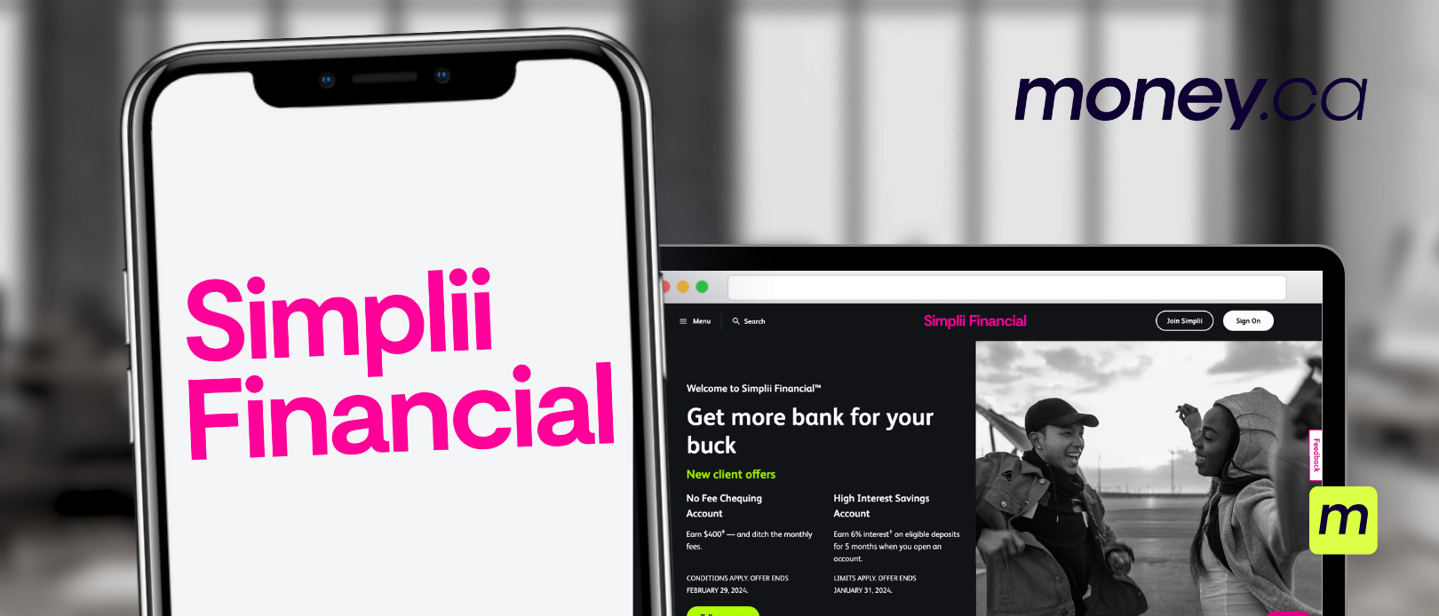 Simplii financial logo and webpage